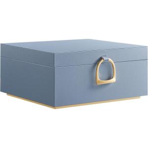 imageSONGMICS 2Layer Jewelry Box Jewelry Organizer with Handle Removable Jewelry Tray Jewelry Storage Floating Effect 81 x 94 x 43 Inches Gift Idea White UJBC165W01Misty Blue