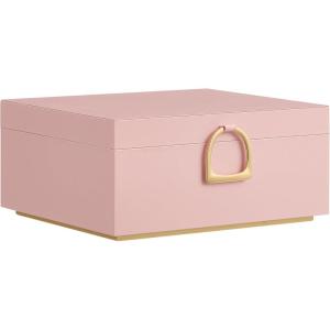 imageSONGMICS 2Layer Jewelry Box Jewelry Organizer with Handle Removable Jewelry Tray Jewelry Storage Floating Effect 81 x 94 x 43 Inches Gift Idea White UJBC165W01Jelly Pink