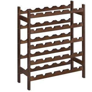 imageSONGMICS 30Bottle Wine Rack 5Tier Freestanding Floor Bamboo Wine Holder Display Stand Shelves Wave Bars Espresso UKWR25BRWalnut