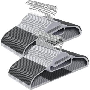 imageSONGMICS 50 Pack Coat Hangers HeavyDuty Plastic Suit Hangers SShaped Opening SpaceSaving 360 Swivel Hook 163 Inches Wide Light Gray and Dark Gray UCRP41G50Lightgray  Darkgray