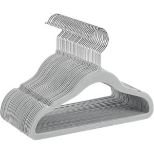 imageSONGMICS Baby Kids Hangers 50 Pack for Closet 118 x 81 Inches Rose Gold 360 Swivel Hooks SpaceSaving Clothes Velvet Hangers for Nursery NonSlip Jelly Pink UCRF027P01Gray