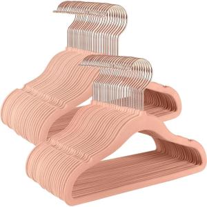 imageSONGMICS Baby Kids Hangers 50 Pack for Closet 118 x 81 Inches Rose Gold 360 Swivel Hooks SpaceSaving Clothes Velvet Hangers for Nursery NonSlip Jelly Pink UCRF027P01Jelly Pink