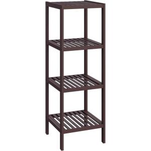 imageSONGMICS Bamboo Storage Shelf 5Tier Shelving Unit Multifunctional in The Entryway Bathroom Living Room Balcony Kitchen 13 x 13 x 575 Inches Cloud White and Light Bamboo UBCB055N01Brown