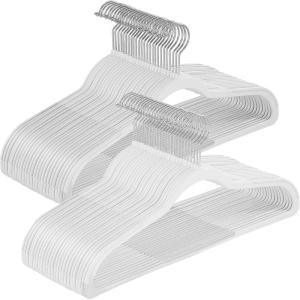 imageSONGMICS Clothes Hangers Pack of 50 Plastic Coat Hangers SpaceSaving Light Gray and Dark Gray UCRF50GCloud White