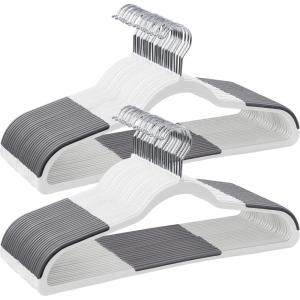 imageSONGMICS Clothes Hangers Pack of 50 Plastic Coat Hangers SpaceSaving Light Gray and Dark Gray UCRF50GCloudwhite  Darkgray