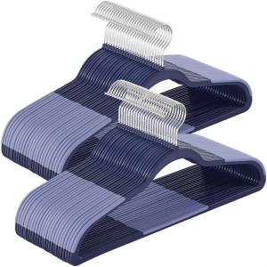 imageSONGMICS Clothes Hangers Pack of 50 Plastic Coat Hangers SpaceSaving Light Gray and Dark Gray UCRF50GLight Blue Ash