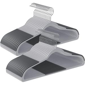 imageSONGMICS Clothes Hangers Pack of 50 Plastic Coat Hangers SpaceSaving Light Gray and Dark Gray UCRF50GLight Gray  Dark Gray