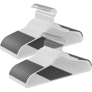 imageSONGMICS Clothes Hangers Pack of 50 Plastic Coat Hangers SpaceSaving Light Gray and Dark Gray UCRF50GWhite  Dark Gray