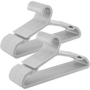 imageSONGMICS Clothes Hangers Pack of 50 Plastic Hangers with Wide Shoulder Notches SpaceSaving Coat Hangers 164 Inches Wide for Closet Cloud White UCRP010W01Gray