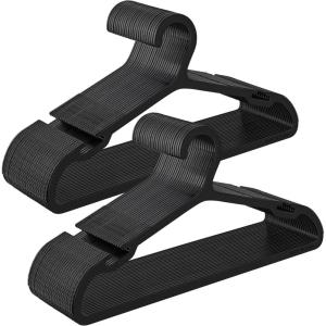 imageSONGMICS Clothes Hangers Pack of 50 Plastic Hangers with Wide Shoulder Notches SpaceSaving Coat Hangers 164 Inches Wide for Closet Cloud White UCRP010W01Ink Black