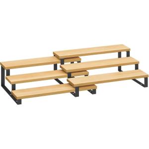 imageSONGMICS Display Risers Set of 2 Engineered Wood Perfume Organizer Stand 4Tier Cupcake Stand Holder Spice Rack Shelf Risers for Figures Dessert Shelves Natural Beige and Ink Black UKCS216N01Natural Beige  Ink Black