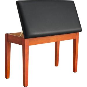 imageSONGMICS Duet Piano Bench with Padded Cushion and Storage Compartment Piano Chair Seat 134 x 291 x 197 Inches Ink Black ULPB75BKInk Black  Caramel Brown