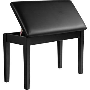 imageSONGMICS Duet Piano Bench with Padded Cushion and Storage Compartment Piano Chair Seat 134 x 291 x 197 Inches Ink Black ULPB75BKInk Black