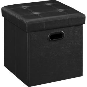 imageSONGMICS MAZIE Collection  30 Inches Storage Ottoman Bench with Flipping Lid Storage Chest Footstool Load 660 lb for Entryway Living Room Bedroom Synthetic Leather Coffee Brown ULSF045K01Black