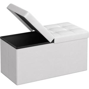 imageSONGMICS MAZIE Collection  30 Inches Storage Ottoman Bench with Flipping Lid Storage Chest Footstool Load 660 lb for Entryway Living Room Bedroom Synthetic Leather Coffee Brown ULSF045K01White