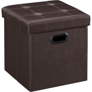 imageSONGMICS MAZIE Collection  30 Inches Storage Ottoman Bench with Flipping Lid Storage Chest Footstool Load 660 lb for Entryway Living Room Bedroom Synthetic Leather Coffee Brown ULSF045K01Brown