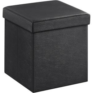 imageSONGMICS MAZIE Collection  43 Inches Folding Storage Ottoman Bench Ottoman with Storage Foot Rest Stool Load 660 lb for Living Room Synthetic Leather Brown ULSF703Black