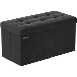 imageSONGMICS Mazie Collection  Storage Ottoman Bench Foldable Foot Rest 15 x 43 x 15 Inches End of Bed Bench Storage Chest Load 660 lb Living Room Bedroom Entryway Jelly Pink ULSF277R01Ink Black