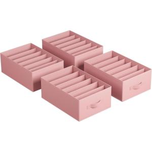 imageSONGMICS Set of 2 Large Size Wardrobe Clothes Organizers 6Compartment Foldable Drawer Organizers with Handles 165 x 118 x 67 Inches for Pants Sweaters Jeans Dove Gray URUS009G02Jelly Pink