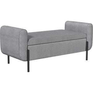 imageSONGMICS Storage Bench with Armrests Ottoman for Living Room Bedroom Entryway Steel Legs Dark Gray ULOM072G01Light Gray