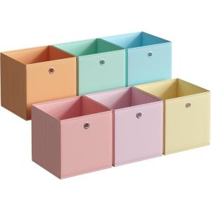 imageSONGMICS Storage Cubes Set of 6 Foldable Storage Boxes 118 x 118 x 118 Inches Closet Organizers for Shelf Rainbow Storage Bins Colorful Fabric Bins for Bedroom Living Room URFB230X01M 118L x 118W x 118H 