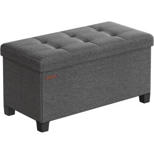 imageSONGMICS Storage Ottoman Bench Foldable Foot Rest with Legs 15 x 43 x 157 Inches End of Bed Bench Storage Chest Load up to 660 lb for Living Room Bedroom Entryway Midnight Blue ULSF018I01Dark Gray