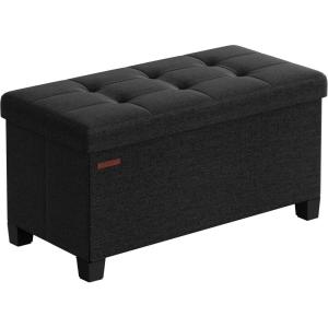 imageSONGMICS Storage Ottoman Bench Foldable Foot Rest with Legs 15 x 43 x 157 Inches End of Bed Bench Storage Chest Load up to 660 lb for Living Room Bedroom Entryway Midnight Blue ULSF018I01Ink Black