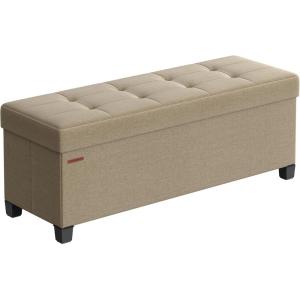 imageSONGMICS Storage Ottoman Bench Foldable Foot Rest with Legs 15 x 43 x 157 Inches End of Bed Bench Storage Chest Load up to 660 lb for Living Room Bedroom Entryway Midnight Blue ULSF018I01Camel Brown