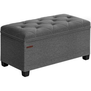 imageSONGMICS Storage Ottoman Bench Foot Rest with Legs 157 x 30 x 157 Inches End of Bed Bench Storage Chest Load up to 660 lb for Living Room Bedroom Entryway Dark Grey ULSF068G01