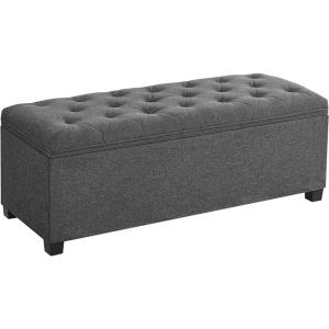 imageSONGMICS Storage Ottoman Bench Foot Rest with Legs 157 x 433 x 157 Inches End of Bed Bench Storage Chest Load up to 660 lb for Living Room Bedroom Entryway Dark Gray ULSF088G01Dark Gray