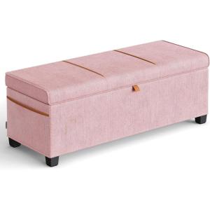 imageSONGMICS Storage Ottoman Bench Foot Rest with Legs 157 x 433 x 157 Inches End of Bed Bench Storage Chest Load up to 660 lb for Living Room Bedroom Entryway Dark Gray ULSF088G01Jelly Pink