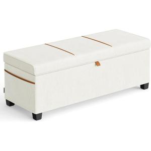 imageSONGMICS Storage Ottoman Bench Foot Rest with Legs 157 x 433 x 157 Inches End of Bed Bench Storage Chest Load up to 660 lb for Living Room Bedroom Entryway Dark Gray ULSF088G01Cream White