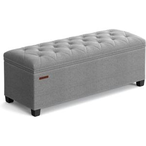 imageSONGMICS Storage Ottoman Bench Foot Rest with Legs 157 x 433 x 157 Inches End of Bed Bench Storage Chest Load up to 660 lb for Living Room Bedroom Entryway Dark Gray ULSF088G01Light Gray