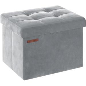 imageSONGMICS Storage Ottoman Foldable Small Ottoman Foot Rest 15 Inches Foot Stool Load up to 660 lb for Living Room Bedroom Dorm Jelly Pink ULSF227R01Dove Gray