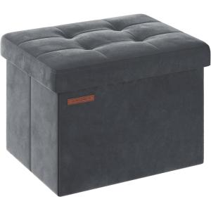 imageSONGMICS Storage Ottoman Foldable Small Ottoman Foot Rest 15 Inches Foot Stool Load up to 660 lb for Living Room Bedroom Dorm Jelly Pink ULSF227R01Slate Gray