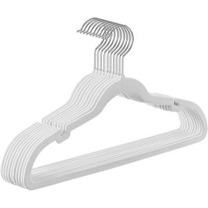 imageSONGMICS Velvet Hangers 50 Pack NonSlip Clothes Hangers with Shoulder Notches Pants Bar 360 Swivel Hook SpaceSaving for Closet Ink Black UCRF029B05Cloud White