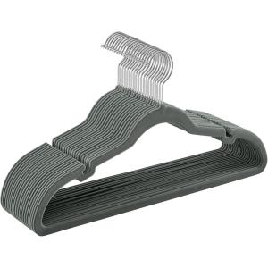 imageSONGMICS Velvet Hangers 50 Pack NonSlip Clothes Hangers with Shoulder Notches Pants Bar 360 Swivel Hook SpaceSaving for Closet Ink Black UCRF029B05Gray