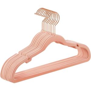 imageSONGMICS Velvet Hangers 50 Pack NonSlip Clothes Hangers with Shoulder Notches Pants Bar 360 Swivel Hook SpaceSaving for Closet Ink Black UCRF029B05Jelly Pink