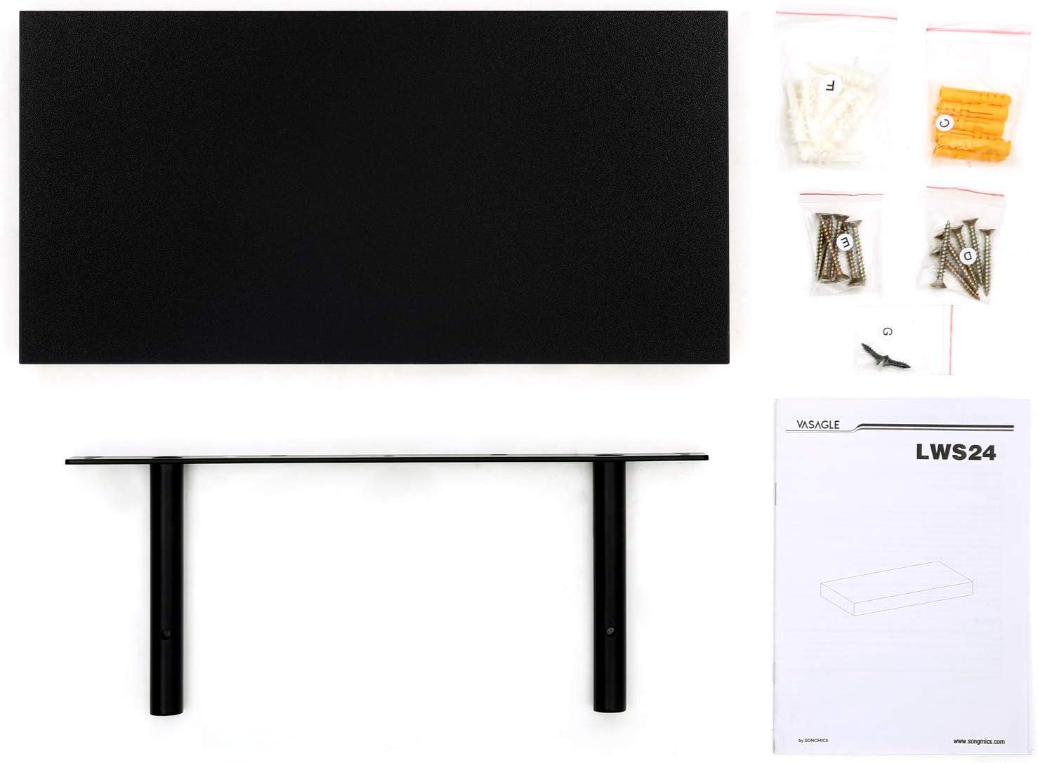 imageVASAGLE Wall Shelf Vintage Floating Shelf 157 inch Hanging Shelves Wall Mounted for Photos Decorations Rustic Brown ULWS24BXBlack