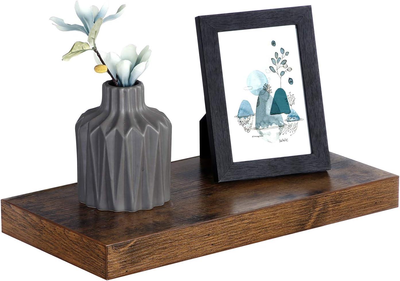 imageVASAGLE Wall Shelf Vintage Floating Shelf 157 inch Hanging Shelves Wall Mounted for Photos Decorations Rustic Brown ULWS24BXRustic Brown