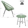 imageSONGMICS 3Piece Outdoor Seating Acapulco Chair Modern Patio Furniture Set Glass Top Table and 2 Chairs Indoor and Outdoor Conversation Bistro Set Ink Black UGGF011B01Light Green