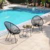imageSONGMICS 3Piece Outdoor Seating Acapulco Chair Modern Patio Furniture Set Glass Top Table and 2 Chairs Indoor and Outdoor Conversation Bistro Set Ink Black UGGF011B01Ink Black
