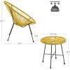 imageSONGMICS 3Piece Outdoor Seating Acapulco Chair Modern Patio Furniture Set Glass Top Table and 2 Chairs Indoor and Outdoor Conversation Bistro Set Ink Black UGGF011B01Yellow