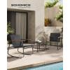 imageSONGMICS 3Piece Patio Furniture Set Garden Coversation Set 2 Rocking Chairs Table Outdoor Lawn Backyard Steel with Armrests Breathable Synthetic Fabric Ink Black UGGF0027B01Ink Black