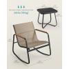 imageSONGMICS 3Piece Patio Furniture Set Garden Coversation Set 2 Rocking Chairs Table Outdoor Lawn Backyard Steel with Armrests Breathable Synthetic Fabric Ink Black UGGF0027B01Yellowish Brown