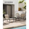 imageSONGMICS 3Piece Patio Furniture Set Garden Coversation Set 2 Rocking Chairs Table Outdoor Lawn Backyard Steel with Armrests Breathable Synthetic Fabric Ink Black UGGF0027B01Yellowish Brown