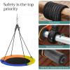 imageSONGMICS 40Inch Saucer Swing for Kids Outdoor 700 lb Load Capacity Tree Swing includes Hanging Kit Blue Orange Yellow and Black UGSW001Y02