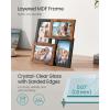 imageSONGMICS 4x6 Collage Picture Frames Family Photo Collage Frame Set of 4 for Wall Decor Glass Front Wall Hanging or Tabletop Ink Black URPF25BKAsh Black  Rustic Brown
