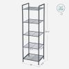 imageSONGMICS 5Tier Storage Rack Bathroom Shelf Extendable Plant Stand with Adjustable Shelf for Bathroom Living Room Balcony Kitchen Black UBSC35BK 118 x 15 x 504 InchesBlack