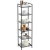 imageSONGMICS 5Tier Storage Rack Bathroom Shelf Extendable Plant Stand with Adjustable Shelf for Bathroom Living Room Balcony Kitchen Black UBSC35BK 118 x 15 x 504 InchesBlack